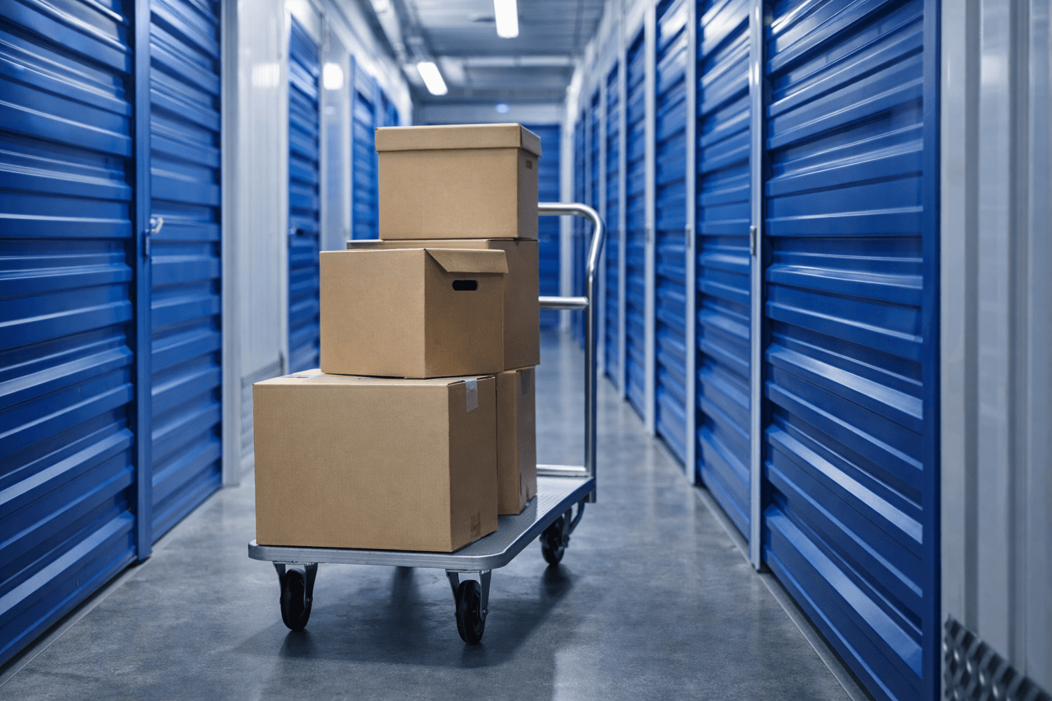 Mini bodega para negocio con estanterías