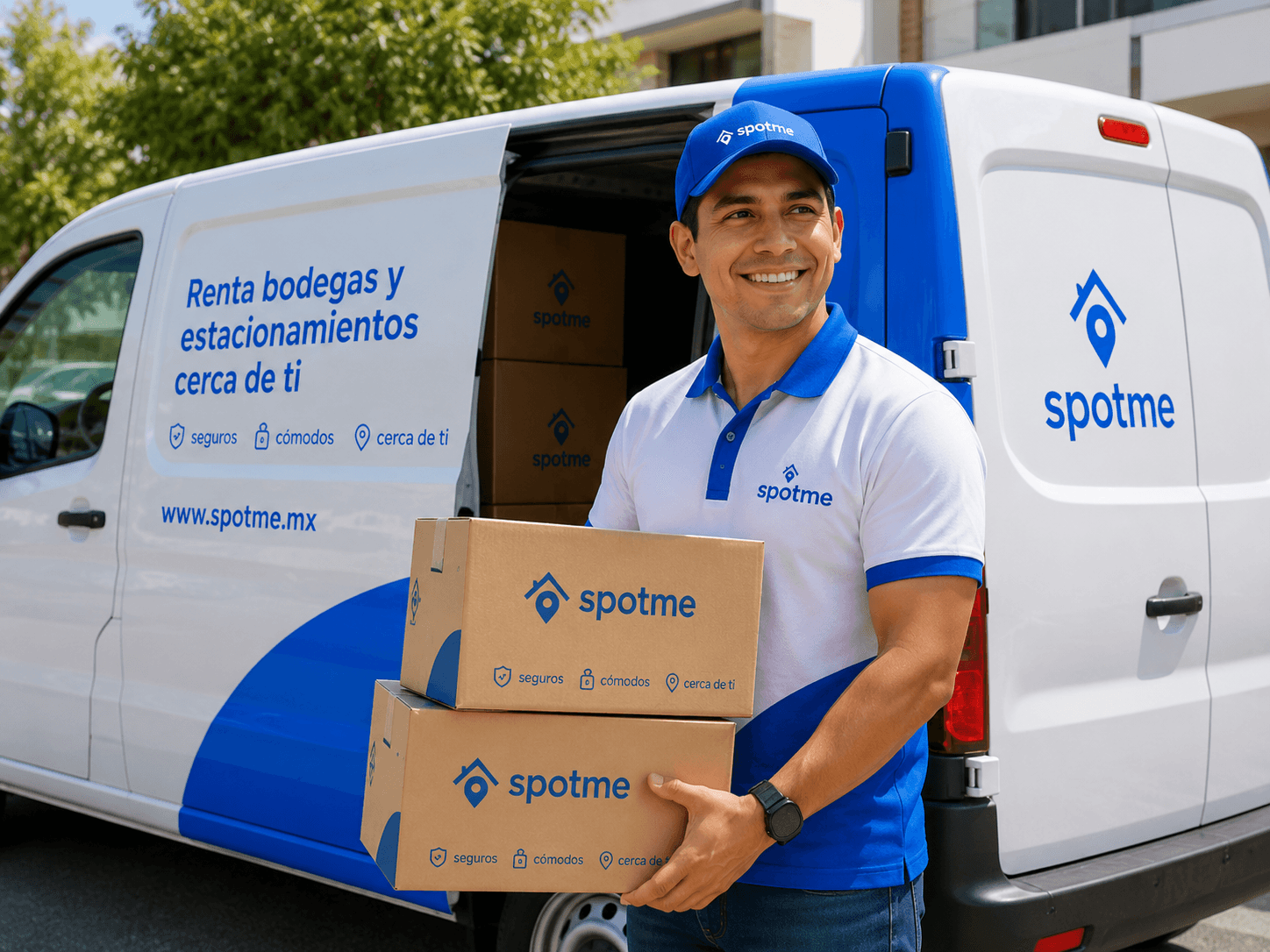 Personal SpotMe con cajas, listo para recoger a domicilio
